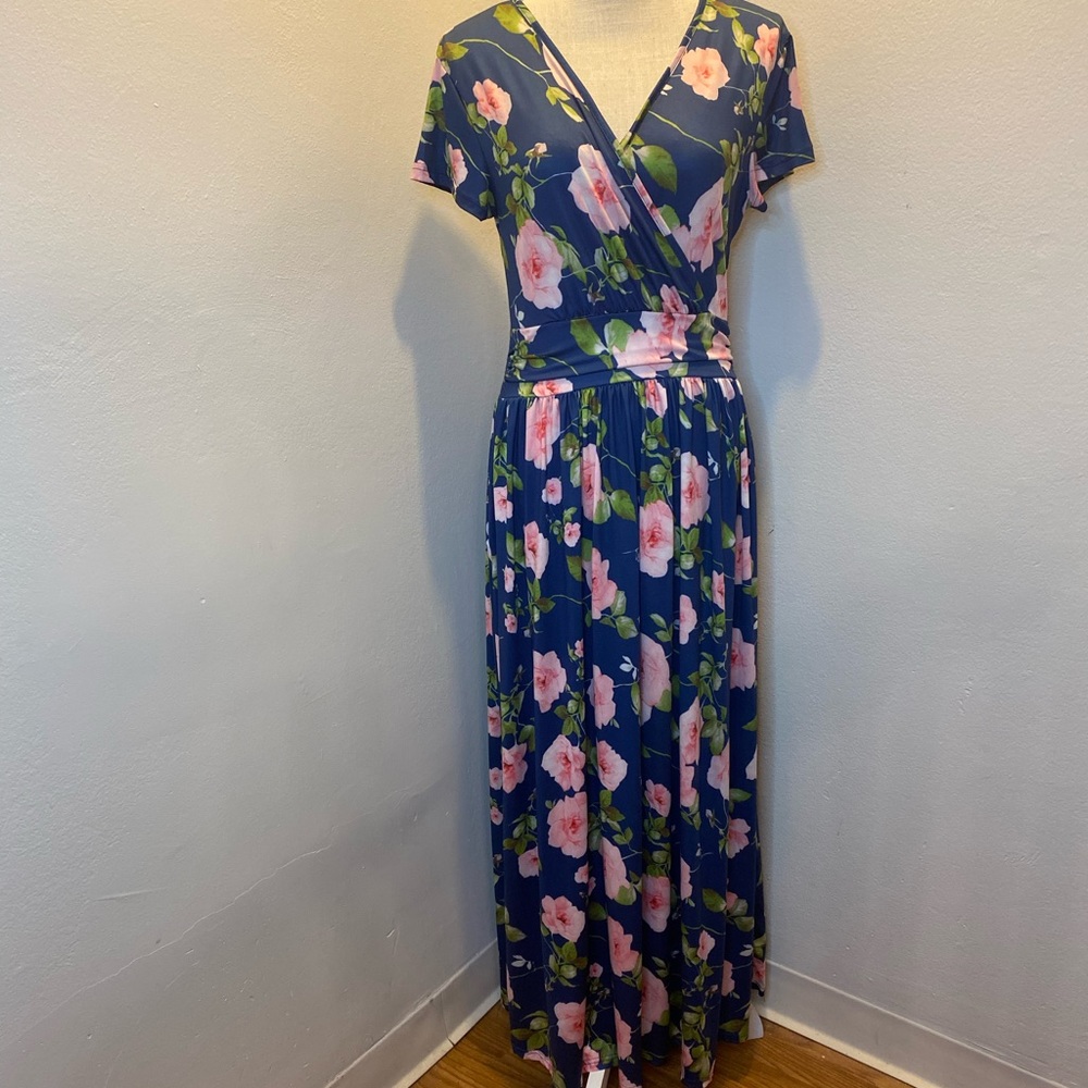Ouges Blue Floral Maxi Dress - image 1